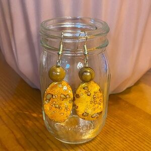 Hand Crafted Orange and Brown Beaded Earrings